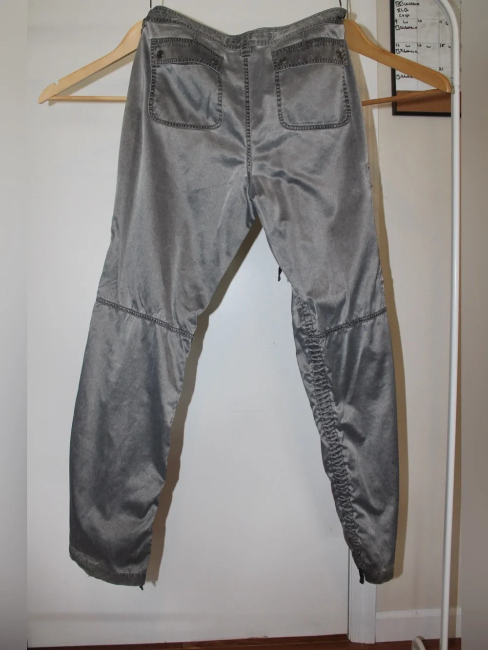 Vintage Thrifted y2k chrome-metallic cargo pants from EXPRESS